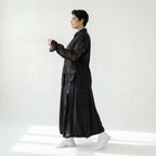 MODEARE - Zweiteiliges Oversize-Set mit Spitze: Schwarze Bluse & weiter Rock in Lagenoptik