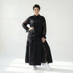 MODEARE - Zweiteiliges Oversize-Set mit Spitze: Schwarze Bluse & weiter Rock in Lagenoptik
