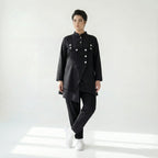 MODEARE - Avantgarde Set aus asymmetrischer Bluse, Weste mit Bindung und weiter Popeline-Hose