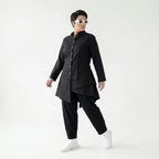 MODEARE - Avantgarde Set aus asymmetrischer Bluse, Weste mit Bindung und weiter Popeline-Hose