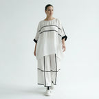 Damen Oversize Set Maxlive Weiß mit Shirt & Culotte Hose, Viskose-Mix, Kontraststreifen, EU 38 bis 60, Made in Türkei