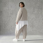 Kastige Streifenjacke in Leinen Optik für Damen Sommer Oversize Lagenlook AKH Fashion bei Modeare leicht und luftig aus Frankreich gefertigt