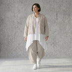 Kastige Streifenjacke in Leinen Optik für Damen Sommer Oversize Lagenlook AKH Fashion bei Modeare leicht und luftig aus Frankreich gefertigt