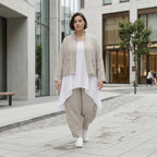 Kastige Streifenjacke in Leinen Optik für Damen Sommer Oversize Lagenlook AKH Fashion bei Modeare leicht und luftig aus Frankreich gefertigt