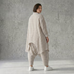 Oversize Zipfel Jacke Sand Weiß Streifen Leinen Optik Sommer Lagenlook AKH Fashion bei Modeare luftig modern
