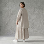 AKH Fashion Big Shirt in Leinen Optik gestreift Oversize Damen Sommerlook Sand Weiß bei Modeare Frankreich