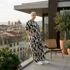 Oversize Set Shirt und Palazzo Hose Schwarz Weiß abstrakt Slinky Sommer Lagenlook AKH Fashion bei Modeare für Damenmode in großen Größen chic