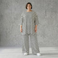 Weite Streifen Hose aus Jersey mit Schlitzsaum Sommer Lagenlook AKH Fashion aus Frankreich exklusiv bei Modeare Damenmode