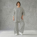 Weite Streifen Hose aus Jersey mit Schlitzsaum Sommer Lagenlook AKH Fashion aus Frankreich exklusiv bei Modeare Damenmode