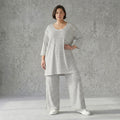 Damen Streifenhose aus Jersey mit weitem Bein Sommer Hose aus Viskose Mix AKH Fashion exklusiv bei Modeare bequem und leicht