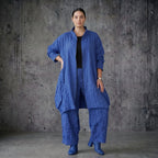 Oversize Crash Mantel Damen Ballonform blau Sommer leicht AKH Premium Modeare Avantgarde Jacke luftig Popeline modern Look