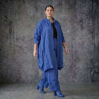 Oversize Crash Mantel Damen Ballonform blau Sommer leicht AKH Premium Modeare Avantgarde Jacke luftig Popeline modern Look