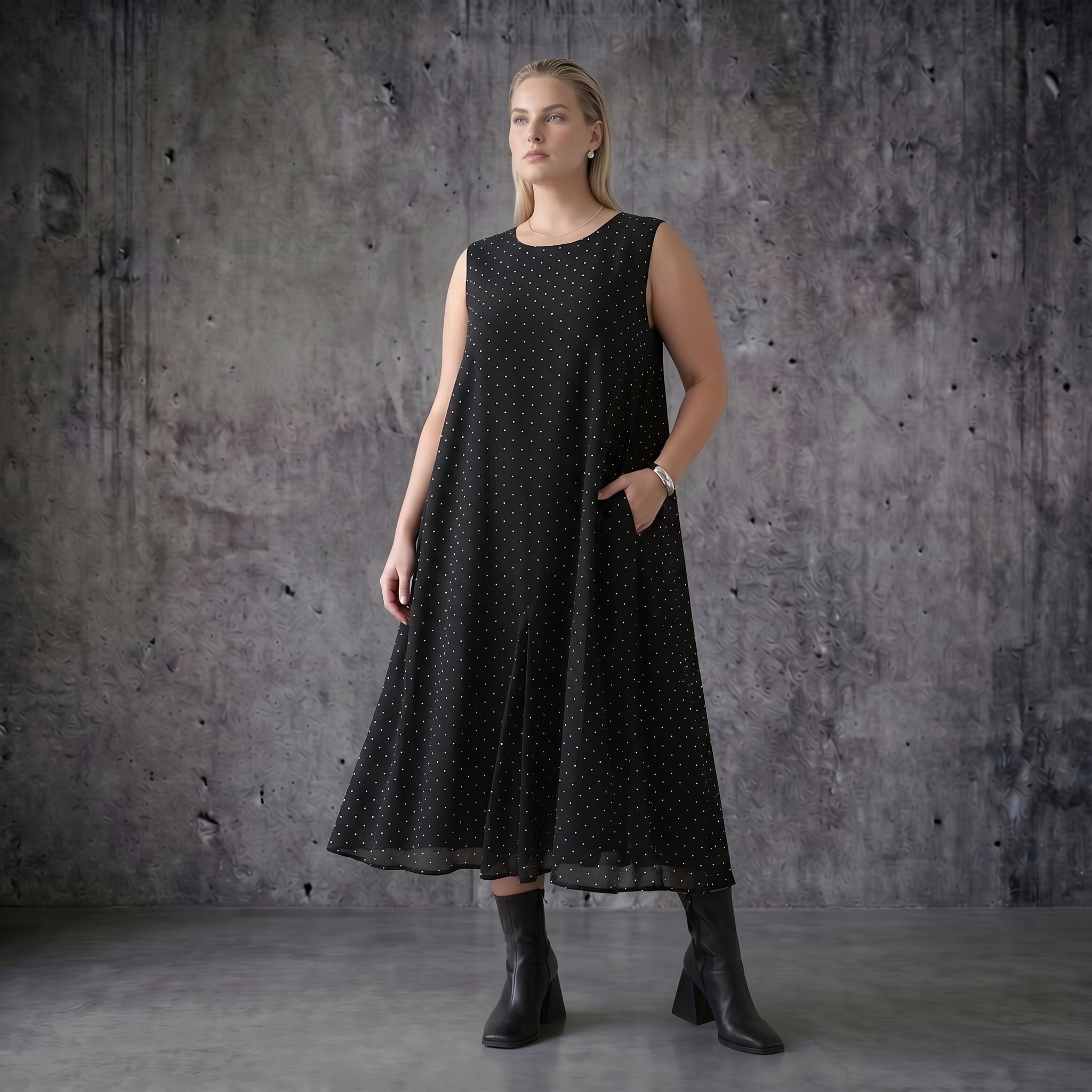 Ballon Kleid aus Tencel Popeline schwarz mit Punkten Sommer Oversize Look AKH Premium bei Modeare entdecken und stilvoll kombinieren