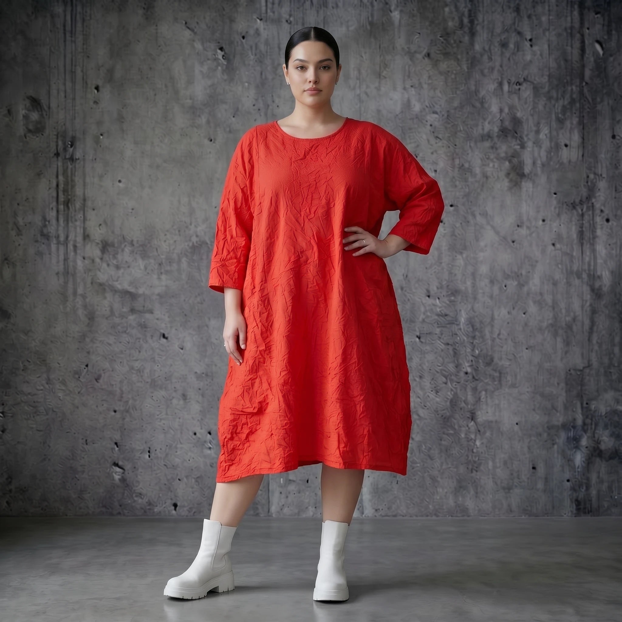 AKH Premium Crash Ballon Kleid aus Popeline Sommer Oversize Damenmode Modeare