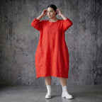 AKH Premium Crash Ballon Kleid aus Popeline Sommer Oversize Damenmode Modeare