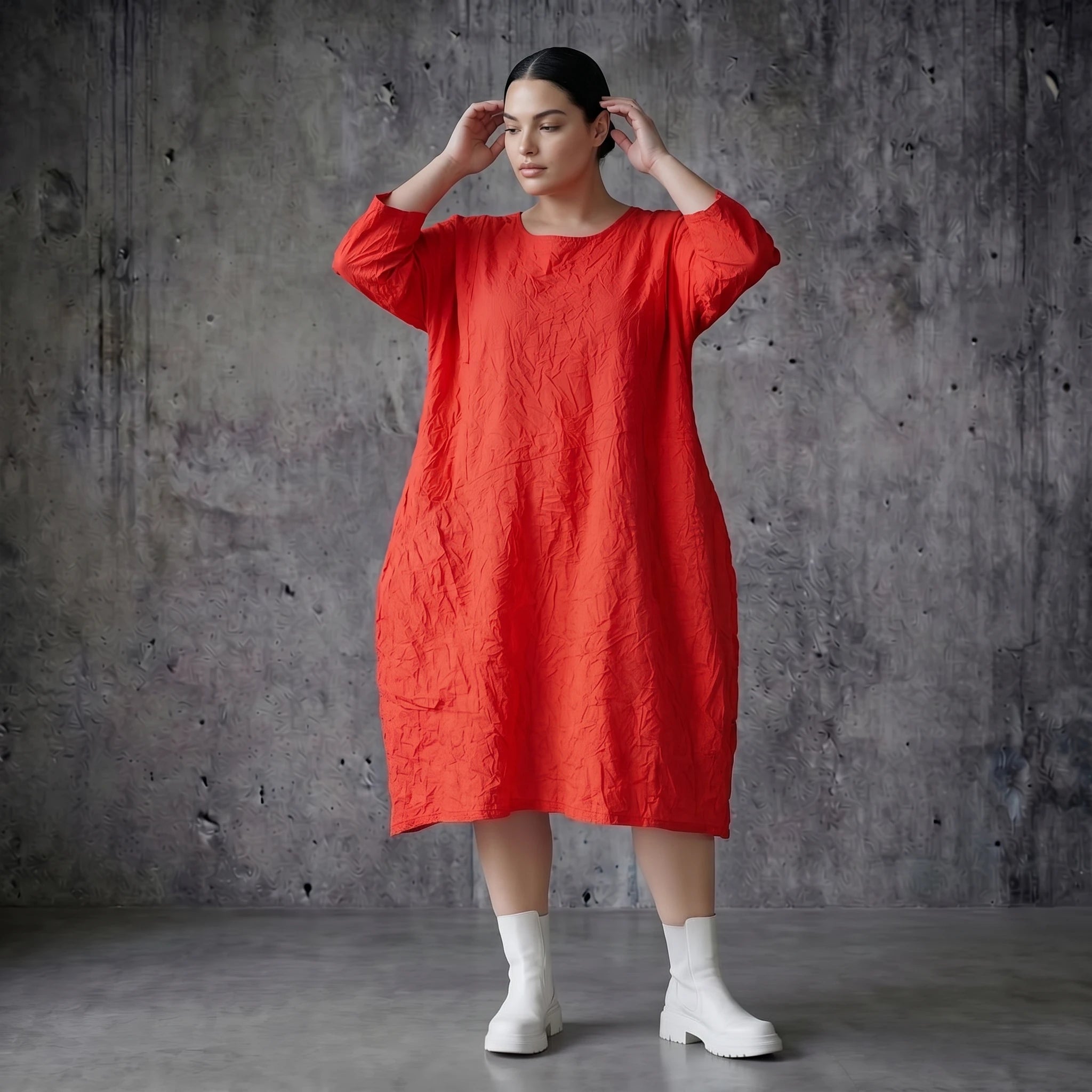 AKH Premium Crash Ballon Kleid aus Popeline Sommer Oversize Damenmode Modeare