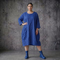 Crash Ballon Kleid Oversize Sommerkleid Popeline AKH Premium bei Modeare Royalblau Lagenlook luftig leicht aus Frankreich