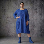 Crash Ballon Kleid Oversize Sommerkleid Popeline AKH Premium bei Modeare Royalblau Lagenlook luftig leicht aus Frankreich