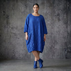 Crash Ballon Kleid Oversize Sommerkleid Popeline AKH Premium bei Modeare Royalblau Lagenlook luftig leicht aus Frankreich