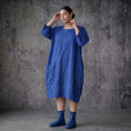 Crash Ballon Kleid Oversize Sommerkleid Popeline AKH Premium bei Modeare Royalblau Lagenlook luftig leicht aus Frankreich