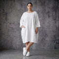 Crash Ballon Kleid aus Popeline Sommer Oversize AKH Premium bei Modeare Lagenlook Damenmode aus Frankreich mit Taschen