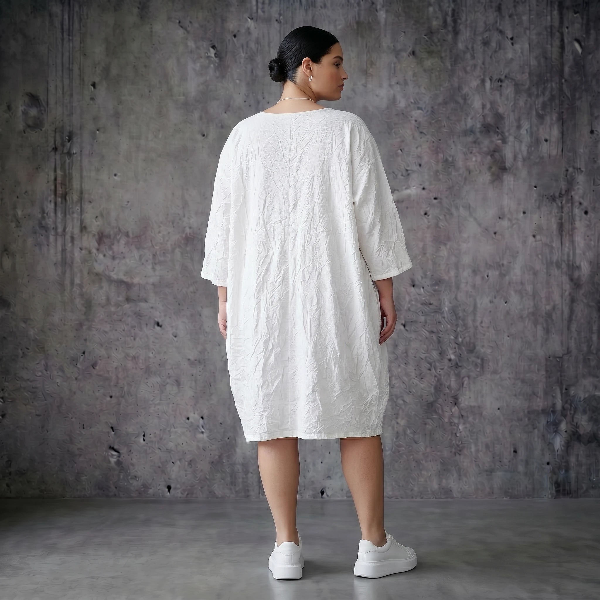 Crash Ballon Kleid aus Popeline Sommer Oversize AKH Premium bei Modeare Lagenlook Damenmode aus Frankreich mit Taschen