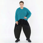 Oversize Strickshirt mit Kapuze im Lagenlook aus Baumwolle Acryl AKH Premium bei Modeare bequem warm und modern kombiniert