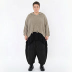 Oversize Strickshirt mit Kapuze im Lagenlook aus Baumwolle Acryl von AKH Premium bei Modeare für Damen in großen Größen