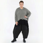 Oversize Strickshirt mit Kapuze im Destroyed Look aus Baumwolle AKH Premium Modeare Lagenlook Damenpullover grau Übergang