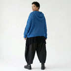 Kastiges Strick Kapuzenshirt Oversize aus Baumwolle Acryl von AKH Premium bei Modeare Lagenlook Damenpullover in Blau