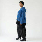 Kastiges Strick Kapuzenshirt Oversize aus Baumwolle Acryl von AKH Premium bei Modeare Lagenlook Damenpullover in Blau