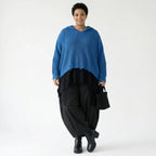 Kastiges Strick Kapuzenshirt Oversize aus Baumwolle Acryl von AKH Premium bei Modeare Lagenlook Damenpullover in Blau