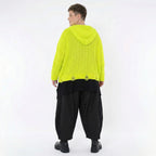 AKH Premium Strick Kapuzenshirt Oversize Neongelb Destroyed Look 50 Baumwolle 50 Acryl Made in Polen bei Modeare
