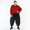Rotes Oversize Strick Kapuzenshirt in kastiger Form mit Destroyed Details