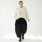 Oversize Strick Kapuzenshirt in Naturweiß aus Baumwolle Acryl von AKH Premium bei Modeare - Lagenlook Shirt weit