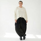 Oversize Strick Kapuzenshirt in Naturweiß aus Baumwolle Acryl von AKH Premium bei Modeare - Lagenlook Shirt weit