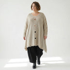 Oversize Strick Shirt A-Form mit Cut-Out Löchern Destroyed Look AKH Premium bei Modeare Damenmode große Größen