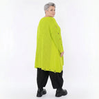 Oversize Strick Shirt A-Form mit Cut-Out Löchern Destroyed Look Neon-Gelb AKH Premium große Größen