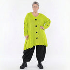 Oversize Strick Shirt A-Form mit Cut-Out Löchern Destroyed Look Neon-Gelb AKH Premium große Größen