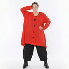 Oversize Strick Shirt A-Form mit Cut-Out Löchern Destroyed Look Orange AKH Premium große Größen