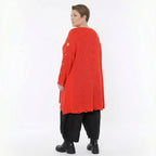 Oversize Strick Shirt A-Form mit Cut-Out Löchern Destroyed Look Orange AKH Premium große Größen