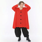 Oversize Strick Shirt A-Form mit Cut-Out Löchern Destroyed Look Orange AKH Premium große Größen