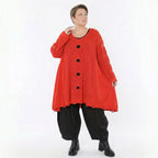Oversize Strick Shirt A-Form mit Cut-Out Löchern Destroyed Look Orange AKH Premium große Größen