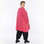 Oversize Strick Shirt A-Form mit Cut-Out Löchern Destroyed Look Rosa AKH Premium große Größen