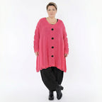 Oversize Strick Shirt A-Form mit Cut-Out Löchern Destroyed Look Rosa AKH Premium große Größen