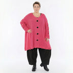 Oversize Strick Shirt A-Form mit Cut-Out Löchern Destroyed Look Rosa AKH Premium große Größen