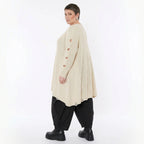 Oversize Strick Shirt A-Form mit Cut-Out Löchern Destroyed Look Naturweiß AKH Premium große Größen
