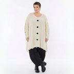 Oversize Strick Shirt A-Form mit Cut-Out Löchern Destroyed Look Naturweiß AKH Premium große Größen
