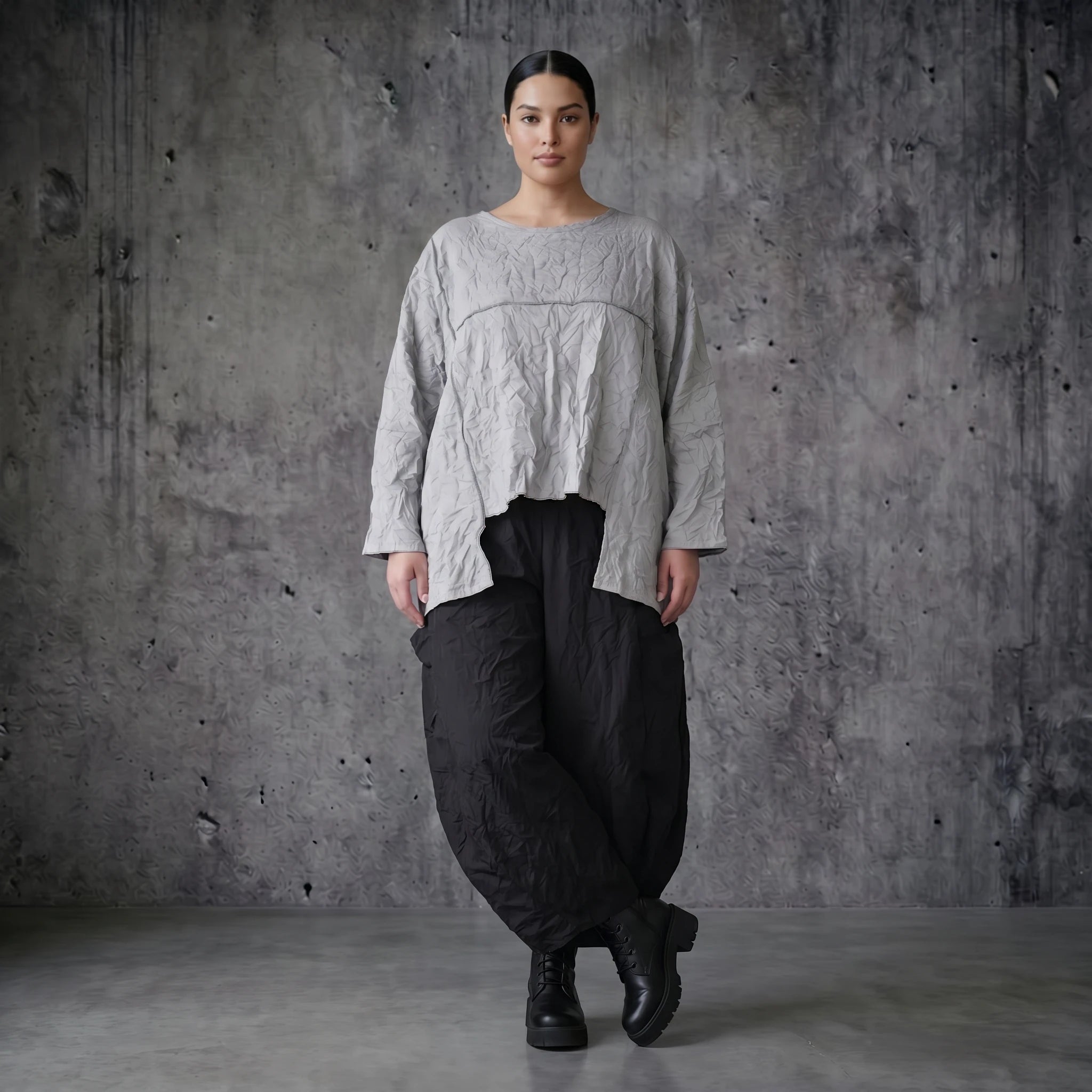 AKH Premium Crash Big Shirt aus Popeline Oversize Sommer Damenmode - Modeare Frankreich Lagenlook luftig leicht