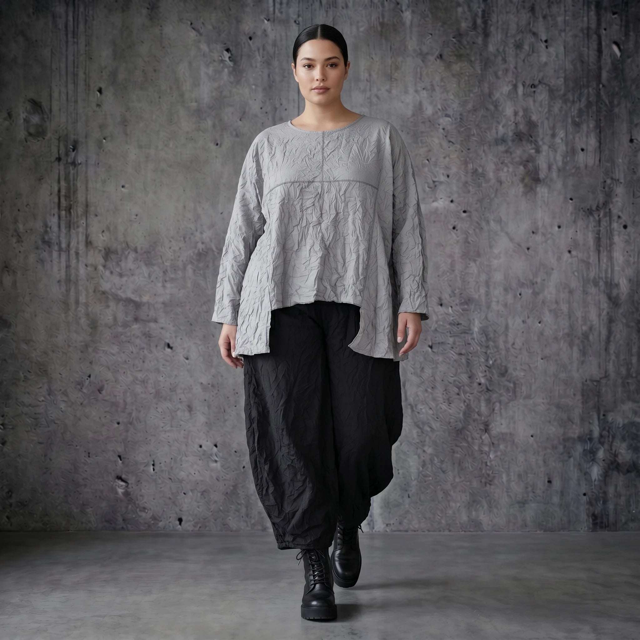 AKH Premium Crash Big Shirt aus Popeline Oversize Sommer Damenmode - Modeare Frankreich Lagenlook luftig leicht